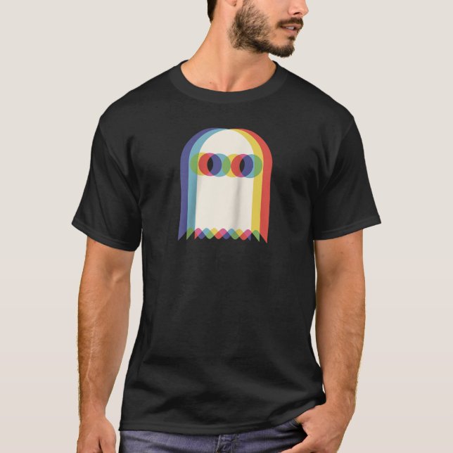 Vaporwave Psychedelic Ghost Retro Halloween Techno T-Shirt (Front)