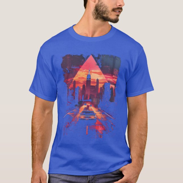 Vaporwave Retro Car City Synthwave 80s 90s friend  T-Shirt (Front)