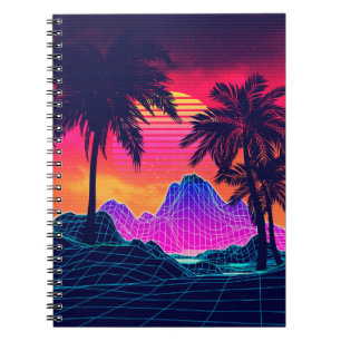 Vaporwave rocks and palm trees notebook