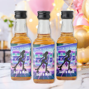 Vaporwave Roller Skate Birthday Party  Liquor Bottle Label