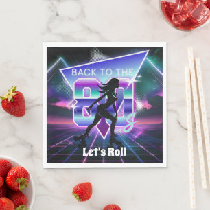 Vaporwave Roller Skate Birthday Party  Napkin