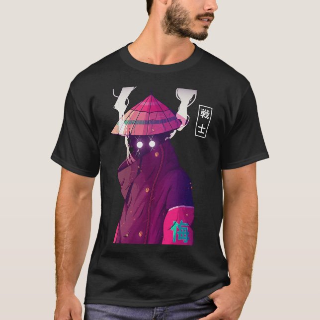 Vaporwave Samurai Warrior New Urban Japanese Style T-Shirt (Front)