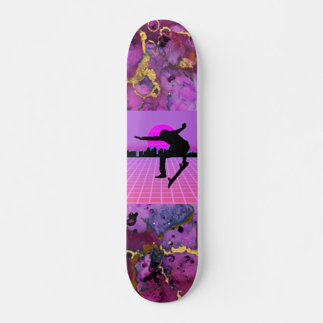 Vaporwave Skateboarder 7 3/4" Skateboard Deck (Front)
