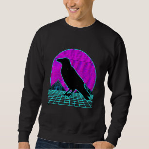 Vaporwave Skull & Crow  Halloween Retro Aesthetic  Sweatshirt