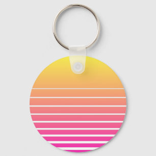 Vaporwave Sun Key Ring