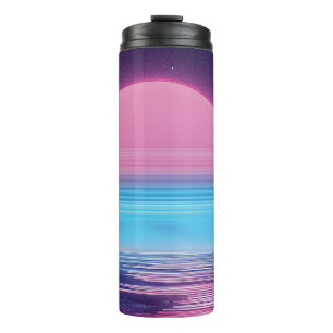 Vaporwave Sunset Landscape,Retro-Futuristic Design Thermal Tumbler