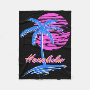 Vaporwave Synth Outrun Sunset 80s Beach Retro Hono Fleece Blanket