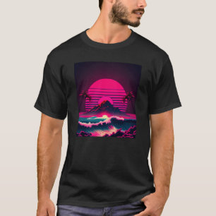 vaporwave synthwave ocean japanese 80s vintage sty T-Shirt