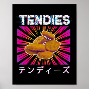 Vaporwave Tendies Chicken Anime 80s Tenders Japane Poster