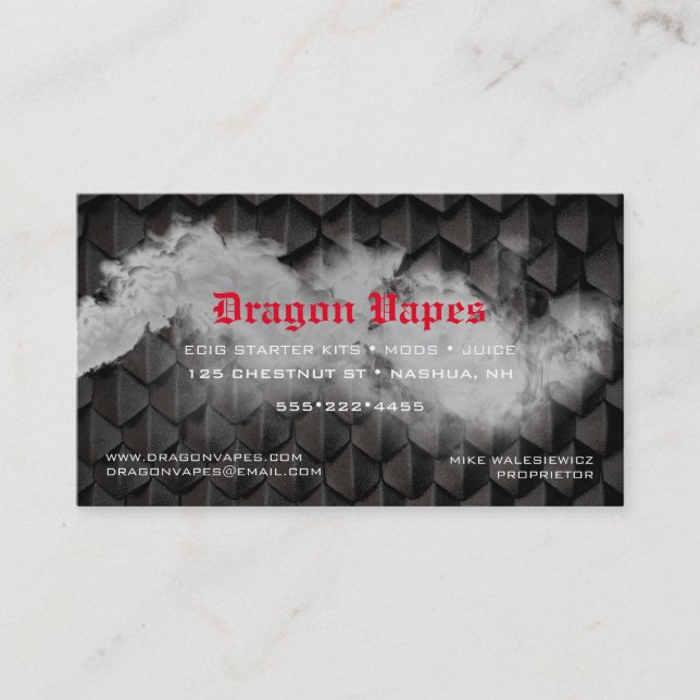Vapour Vape Plume of Smoke Black & White Business  Business Card (Front)