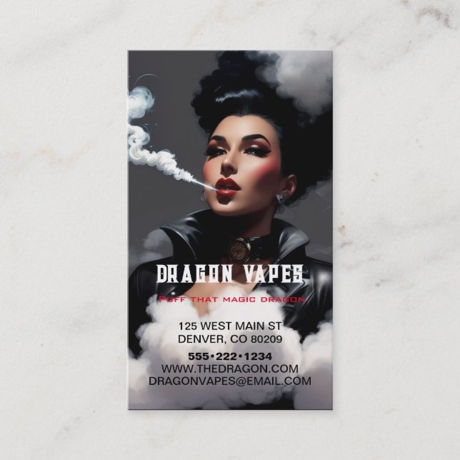 Vapour Vape Plume of Smoke Black & White Business Card (Front)