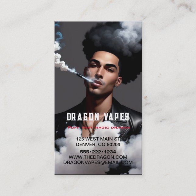 Vapour Vape Plume of Smoke Black & White Business Card (Front)