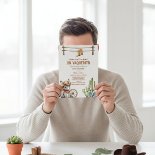 Vaquerito en Camino Spanish cowboy baby shower Invitation