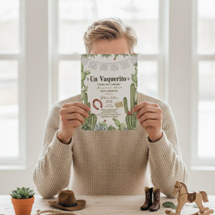 Vaquerito en Camino Spanish cowboy baby shower Invitation