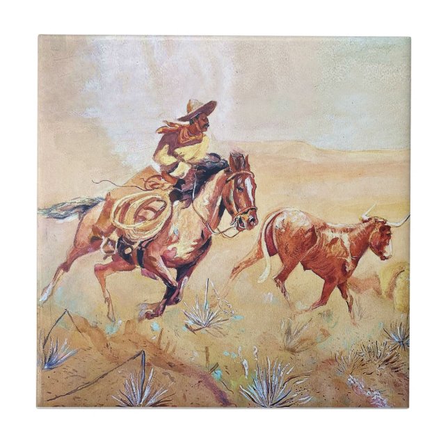 Vaquero Painting by Eward Borein Tile (Front)