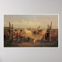 Vaqueros Roping Horses in a Corral, 1877