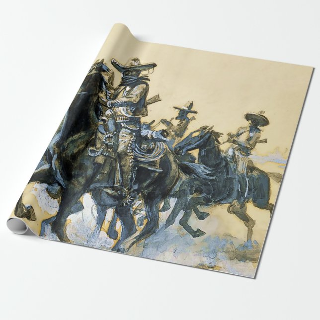“Vaqueros” Western Art by Charles M Russell Wrapping Paper (Unrolled)