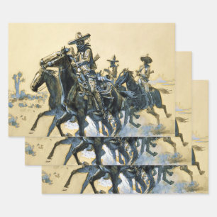 “Vaqueros” Western Art by Charles M Russell Wrapping Paper Sheet