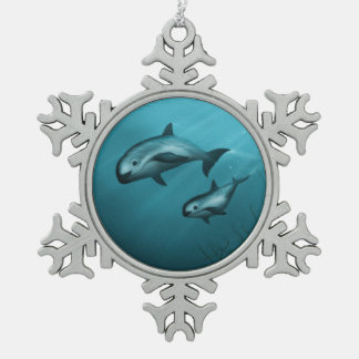 Vaquita Porpoises Snowflake Pewter Christmas Ornament