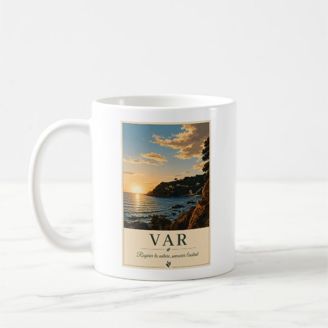 Var Mediterranean Coast Sunset Vintage Coffee Mug (Left)