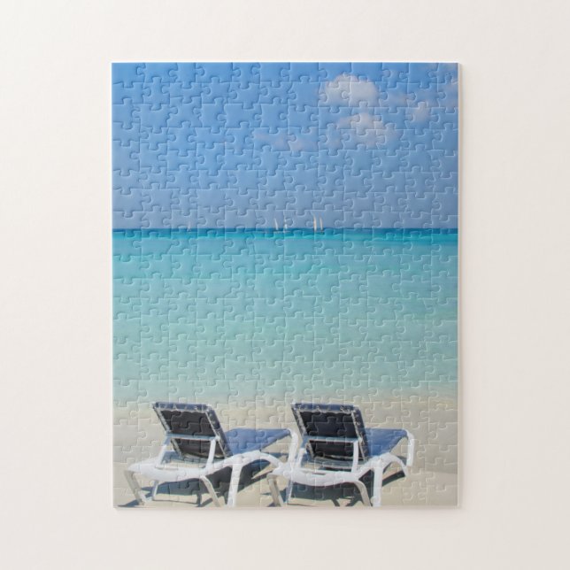 Varadero, Cuba. Sand And Beach Chairs Jigsaw Puzzle (Vertical)