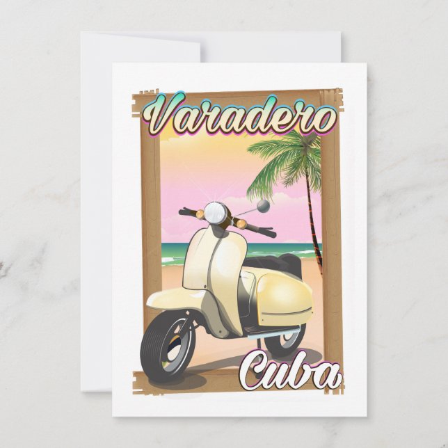 Varadero Cuban vintage scooter poster Invitation (Back)
