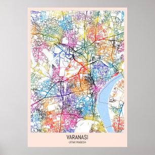Varanasi Uttar Pradesh City Map Poster