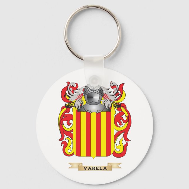 Varela Family Crest (Coat of Arms) Key Ring (Front)