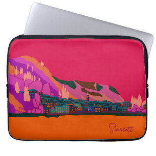 Varenna at Night Como Italy Illustration Travel Laptop Sleeve