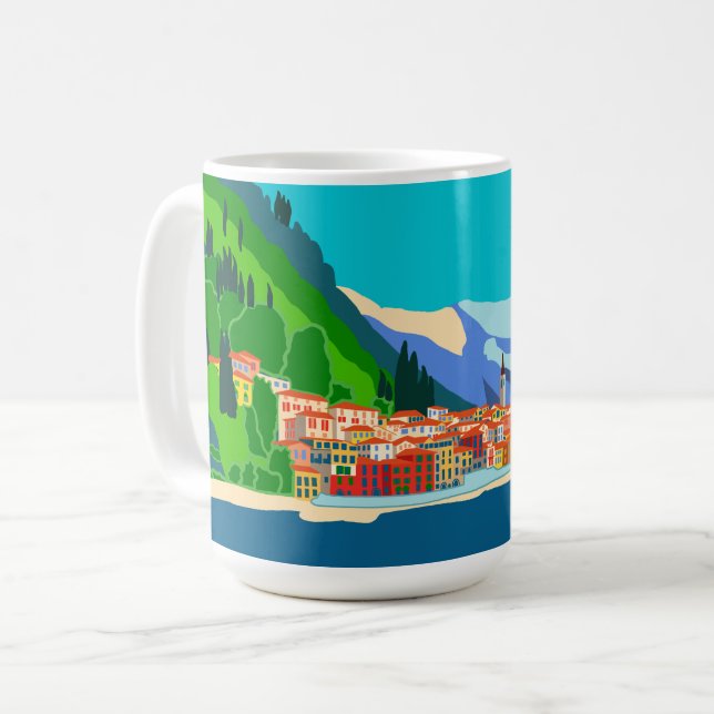 Varenna Lake Como Italy Illustration Travel Coffee Mug (Front Left)