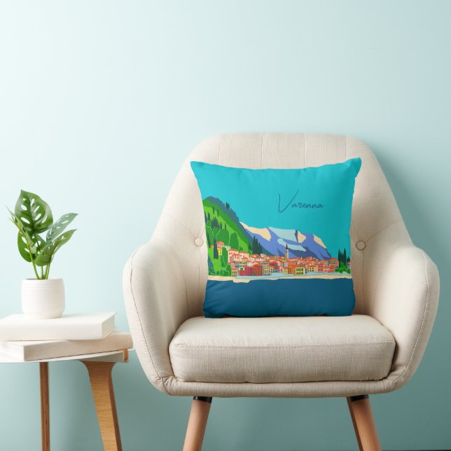 Varenna Lake Como Italy Illustration Travel Cushion (Chair)