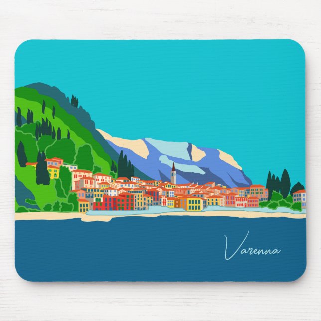Varenna Lake Como Italy Illustration Travel Mouse Mat (Front)