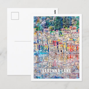 Varenna Lake Como Italy Travel Place Watercolor Postcard