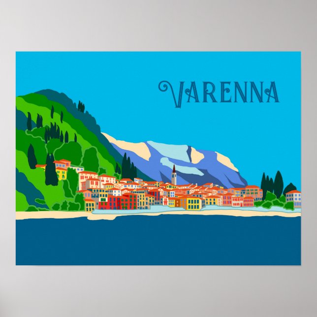 Varenna Lake Como Italy Vintage Travel Poster (Front)