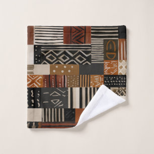 Variations of African motifs in earth tones Bath Towel Set