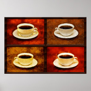 Variations on a Cup of Coffee -4 Different Styles Poster