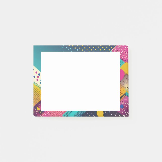 Varied colourful shapes on a dark background post-it notes (Front)