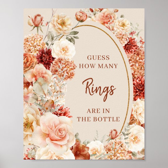 Variegated autumn floral rust Guess how many rings Poster (Front)