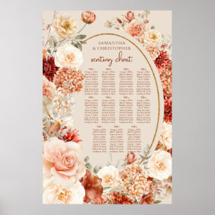 Variegated autumn floral rusty ivory blush sage poster