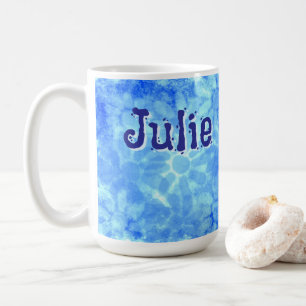 Variegated Blue Floral Daisies Flower Personalised Coffee Mug
