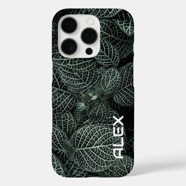 Variegated Foliage – Dark Green Leaves with White  Case-Mate iPhone Case (Back)
