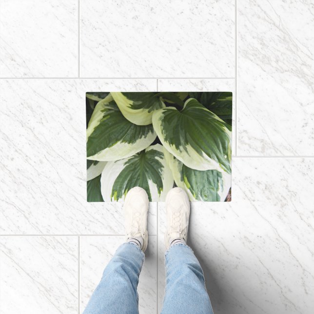 Variegated Hosta Plant Floral Doormat (Indoor)
