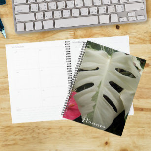 Variegated Monstera Leaf Floral Calendar Planner
