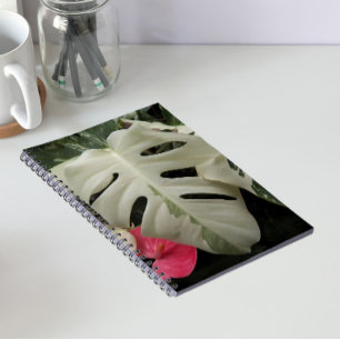 Variegated Monstera Leaf Floral Notebook