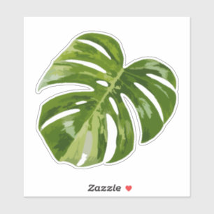 Variegated Monstera Sticker – Clear Cut Leaf