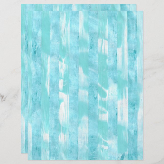 Variegated Stripes Teal Turquoise Scrapbook Paper (Front/Back)