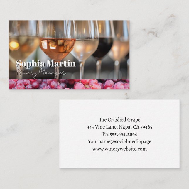 Varieties of Wines for Tasting Business Card (Front/Back)