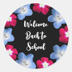 variety black colour and Flowers Classic Round Sticker