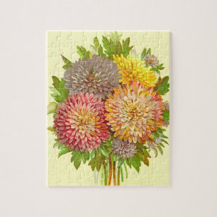 Variety of Colourful Flowers (Vintage Style) Jigsaw Puzzle