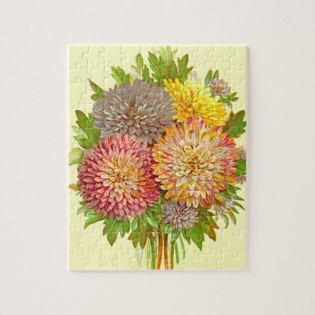 Variety of Colourful Flowers (Vintage Style) Jigsaw Puzzle (Vertical)